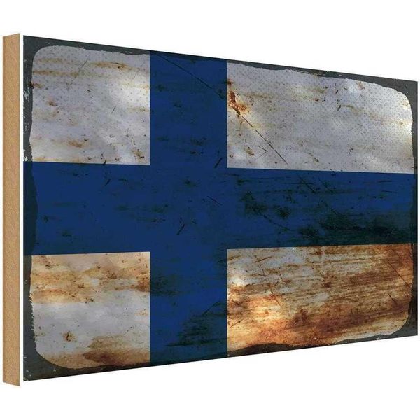 Vianmo Insegna In Legno 30X40 Cm Bandiera Finnland Flag Of Finland-image