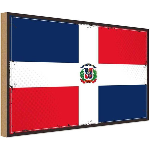 Vianmo Insegna In Legno 30X40 Cm Bandiera Dominikanische Republik Retro-image