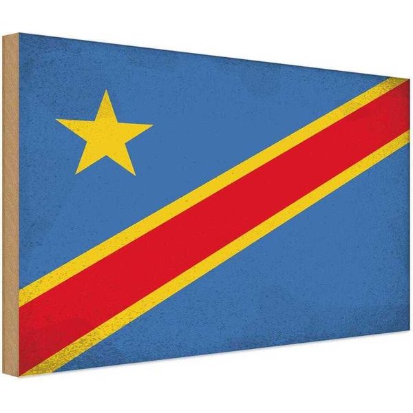 Vianmo Insegna In Legno 30X40 Cm Bandiera Dr Kongo Flag Congo-image