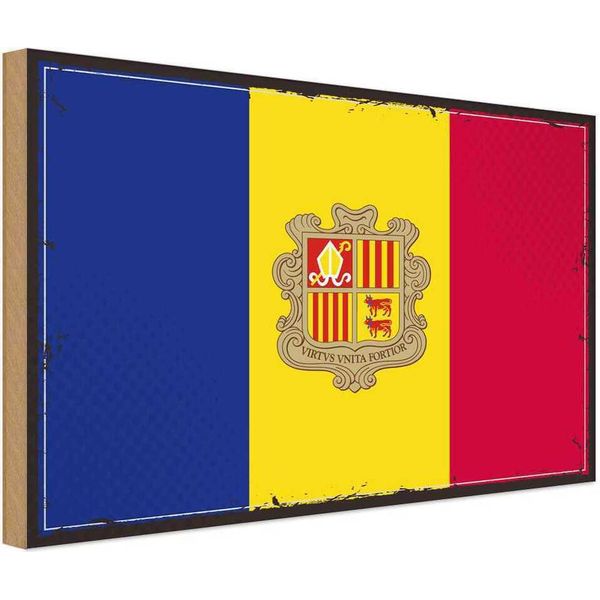 Vianmo Insegna In Legno 20X30 Cm Bandiera Andorras Flag Of Andora-image