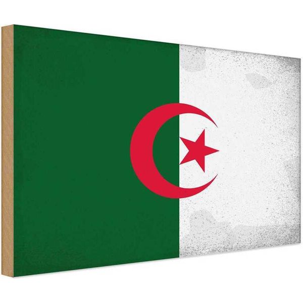 Vianmo Insegna In Legno 20X30 Cm Bandiera Algerien Flag Algeria Vintage-image