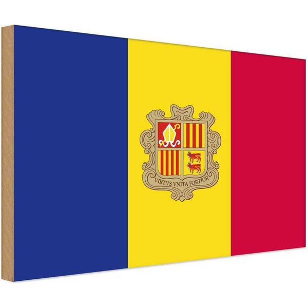 Vianmo Insegna In Legno 20X30 Cm Bandiera Andorras Flag Of Andora-image