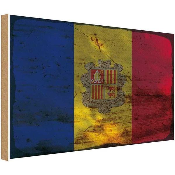 Vianmo Insegna In Legno 20X30 Cm Bandiera Andorra Flag Of Andora Rost-image