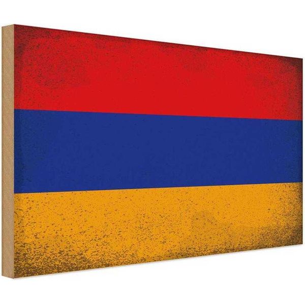 Vianmo Insegna In Legno 20X30 Cm Bandiera Armenien Flag Armenia Vintage-image