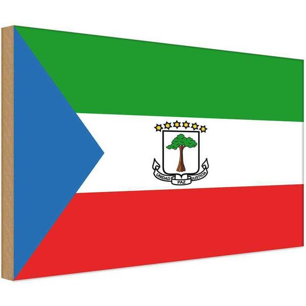 Vianmo Insegna In Legno 20X30 Cm Bandiera ÄQuatorialguineas Flag-image