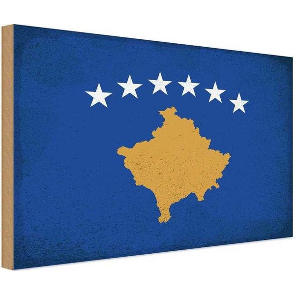 Vianmo Insegna In Legno 20X30 Cm Bandiera Kosovo Flag Of Kosovo Vintage-image