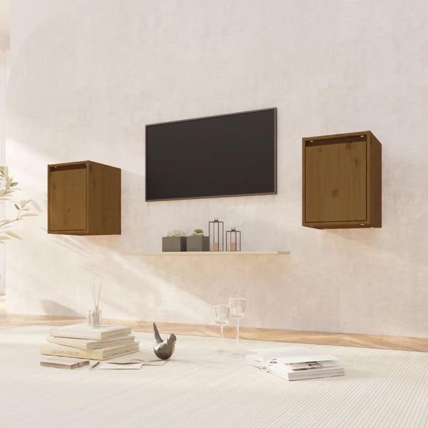 Maison Exclusive - Armadi A Muro 2 Pezzi Marrone Miele 30X30X40 Cm Legno Massello Di Pino-image