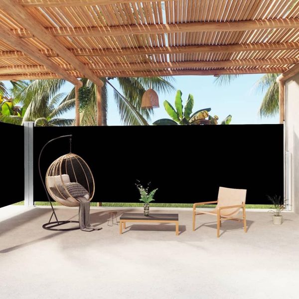 The Living Store Tenda Laterale Estensibile Nera 200X1000 Cm-image