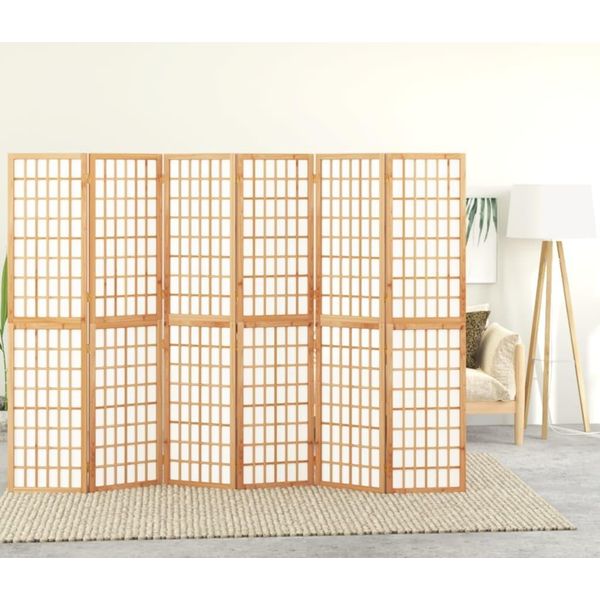 The Living Store 6 Pz. Paravento Pieghevole In Stile Giapponese 240X170 Cm-image