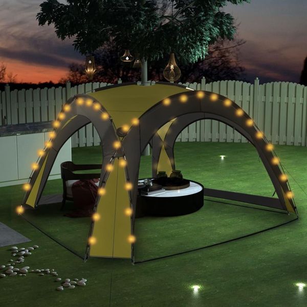 The Living Store Tenda Per Feste Con Led E 4 Pareti Laterali 3,6X3,6X2,3 M Verde-image