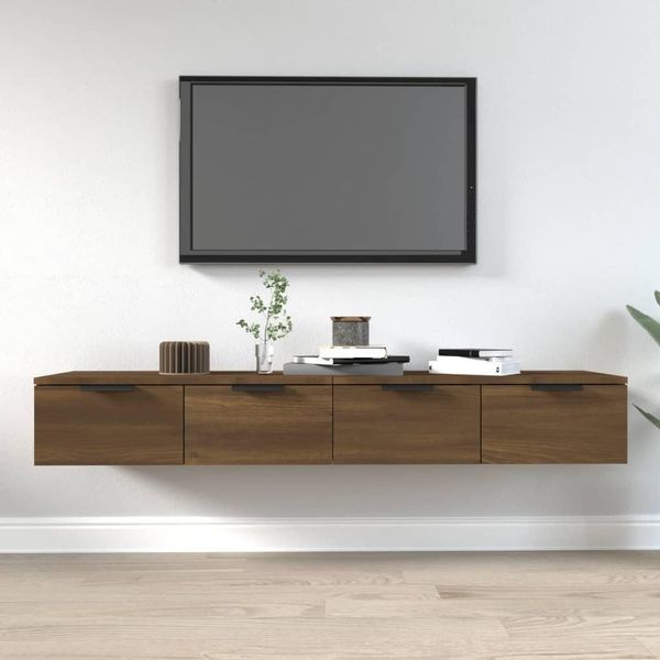 The Living Store Armadi A Muro 2 Pz. Aspetto Rovere Marrone 68X30X20Cm Materiale In Legno-image
