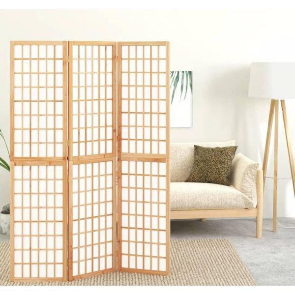 The Living Store Paravento 3 Pz. Paravento Pieghevole Stile Giapponese 120X170 Cm-image