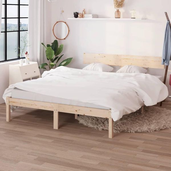 The Living Store Letto In Legno Massiccio Di Pino 150X200 Cm-image