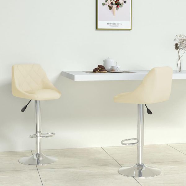 The Living Store Sgabello Da Bar 2 Pezzi. Similcuoio Crema-image