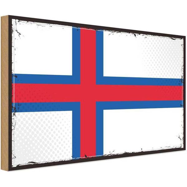Vianmo Insegna In Legno 30X40 Cm Bandiera FäRöEr Retro Flag Faroe Islands-image