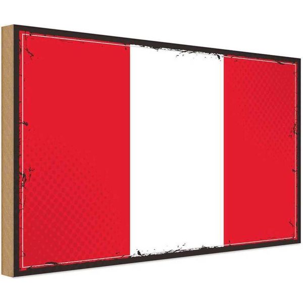 Vianmo Insegna In Legno 30X40 Cm Bandiera Perus Retro Flag Of Peru-image