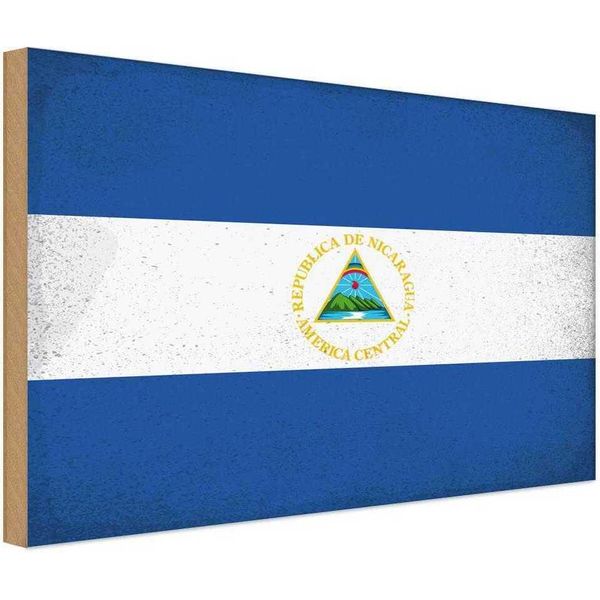 Vianmo Insegna In Legno 30X40 Cm Bandiera Nicaragua Flag Nicaragua-image