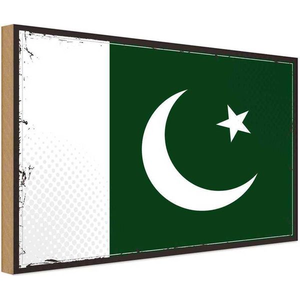 Vianmo Insegna In Legno 30X40 Cm Bandiera Pakistans Retro Flag Of Pakistan-image