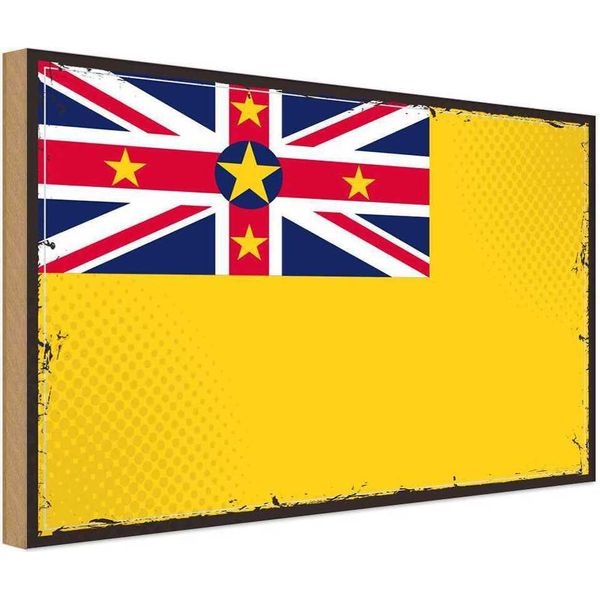 Vianmo Insegna In Legno 30X40 Cm Bandiera Niues Retro Flag Of Niue-image
