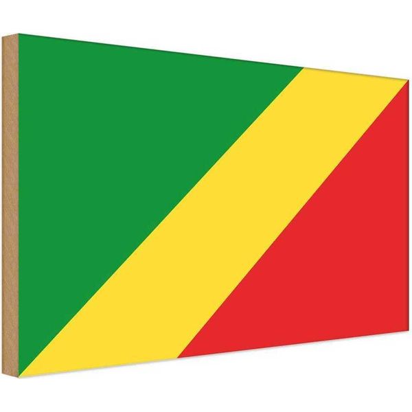 Vianmo Insegna In Legno 30X40 Cm Bandiera Kongo Flag Of The Congo-image