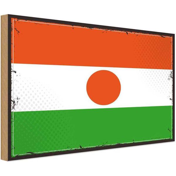 Vianmo Insegna In Legno 30X40 Cm Bandiera Nigers Retro Flag Of Niger-image