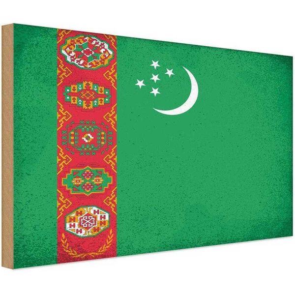 Vianmo Insegna In Legno 30X40 Cm Bandiera Turkmenistan Flag-image