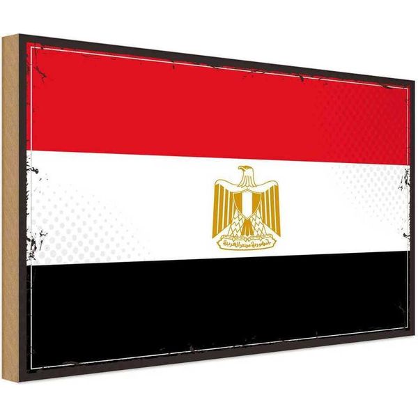 Vianmo Insegna In Legno 30X40 Cm Bandiera ÄGyptens Retro Flag Of Egypt-image