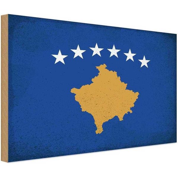 Vianmo Insegna In Legno 30X40 Cm Bandiera Kosovo Flag Of Kosovo-image