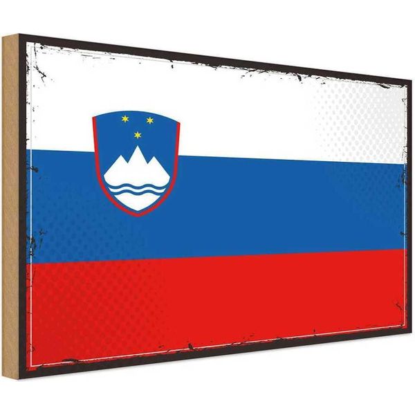 Vianmo Insegna In Legno 30X40 Cm Bandiera Sloweniens Retro Flag Slovenia-image