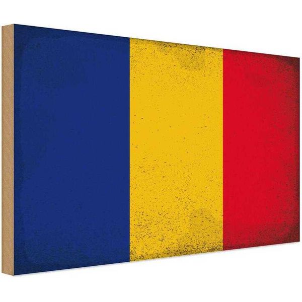 Vianmo Insegna In Legno 30X40 Cm Bandiera RumäNien Flag Of Romania-image