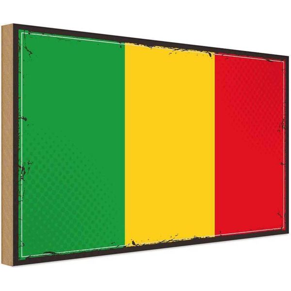 Vianmo Insegna In Legno 30X40 Cm Bandiera Malis Retro Flag Of Mali-image