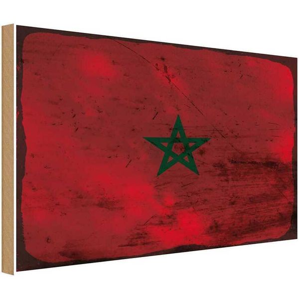 Vianmo Insegna In Legno 30X40 Cm Bandiera Marokko Flag Of Morocco-image