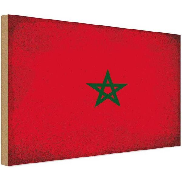 Vianmo Insegna In Legno 30X40 Cm Bandiera Marokko Flag Of Morocco-image