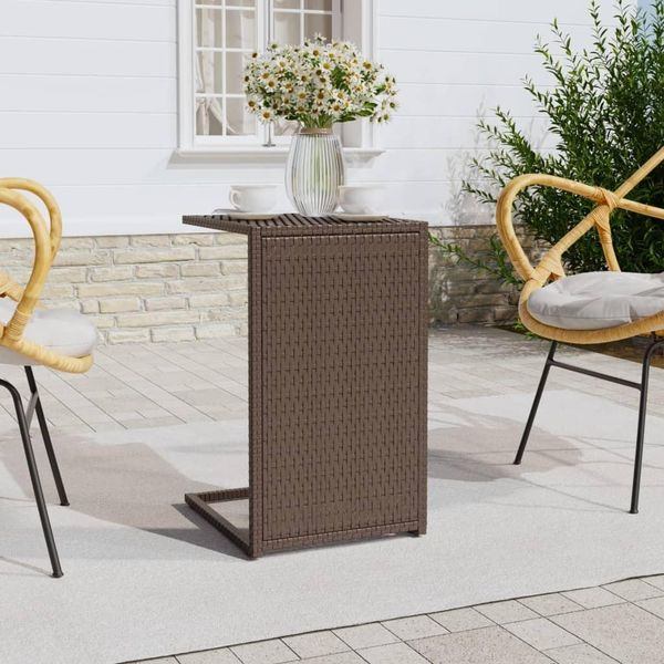 The Living Store C-Tisch Braun 40X35X60 Cm Poly Rattan-image