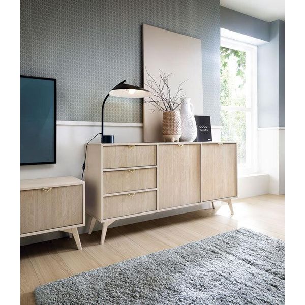 Credenza Forest 158X38X80Cm Beige A Spina Di Pesce Skandi-image