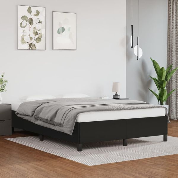 The Living Store Struttura Letto Nera 140X190 Cm In Ecopelle-image