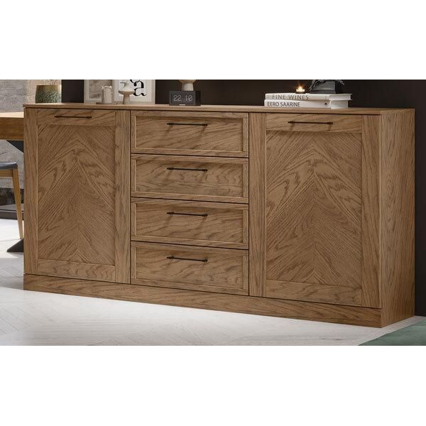 Credenza Accogliente Cassettiera 170X42X90Cm Rovere Rustico Semisolido 2 Ante-image
