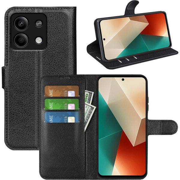 Per Xiaomi Redmi Note 13 Pro / Poco X6 Custodia Per Cellulare Nera Custodia In Pelle Finta Custodia A Libro-image