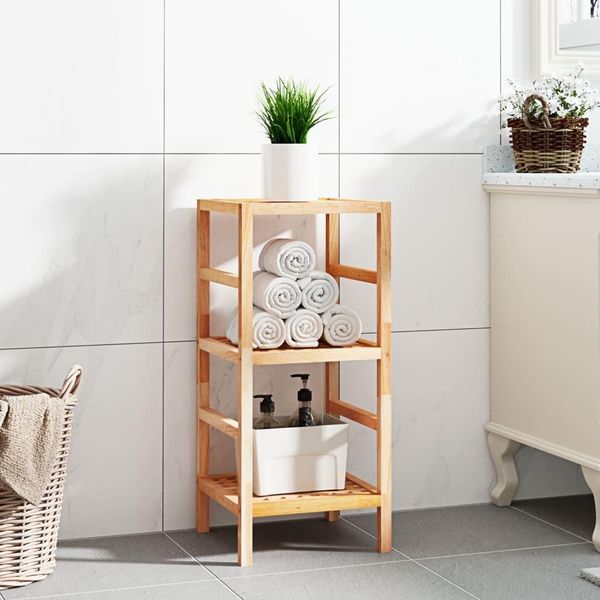 The Living Store Mensola Da Bagno 35,5X35,5X79 Cm In Noce Massiccio-image