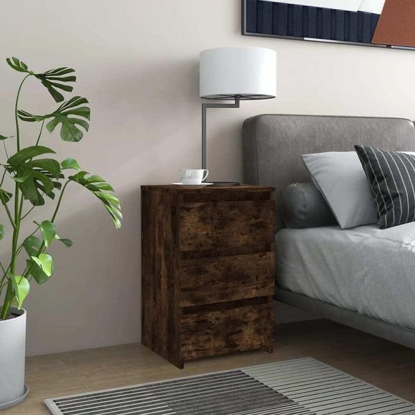 Vidaxl Comodini 2 Pz. Rovere Fumé 40X35X62,5 Cm Materiale A Base Di Legno - Comodino - Comodini - Armadio - Comodino-image