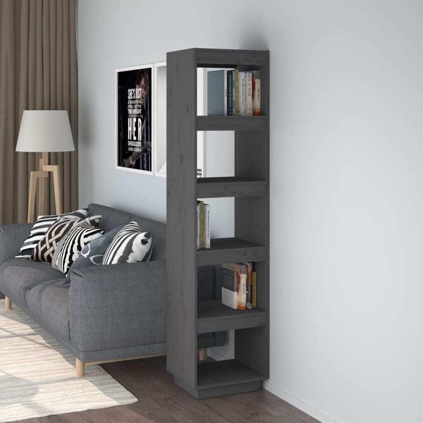Maison Exclusive - Libreria/Divisorio Grigio 40X35X167 Cm Legno Massello Di Pino-image