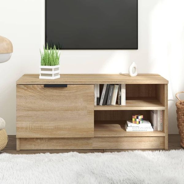 The Living Store Mobile Tv Rovere Sonoma 80X35X36,5 Cm Materiale In Legno-image