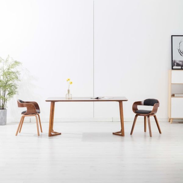 The Living Store Sedie Da Pranzo 2 Pz. Tessuto Grigio Scuro E Legno Curvato-image