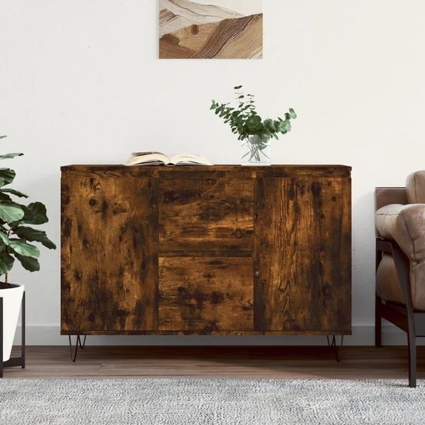 The Living Store Credenza Rovere Fumé 104X35X70 Cm Materiale Legno-image
