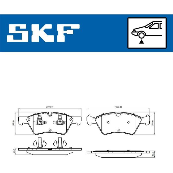 Set Di Pastiglie Freno Anteriori Skf Adatte Per MERCEDES-BENZ Classe E Berlina (W211) Vkbp 80402-image