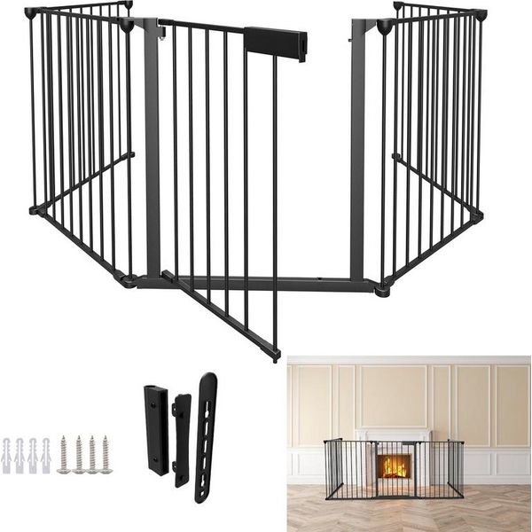 Jayseuw Griglia Di Sicurezza Per Caminetto 5X Griglia Di Sicurezza Per Stufa Griglia Di Sicurezza Per Box Griglia Di Sicurezza Per Porta Griglia Di Sicurezza Per Bambini, 310X75Cm, Nero-image