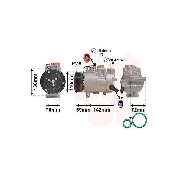 Van Wezel 0300K411 - Compressore Aria Condizionata Oe 8K0260805Q Per A5 (8T), A5 (8F), A4 (8K)-image