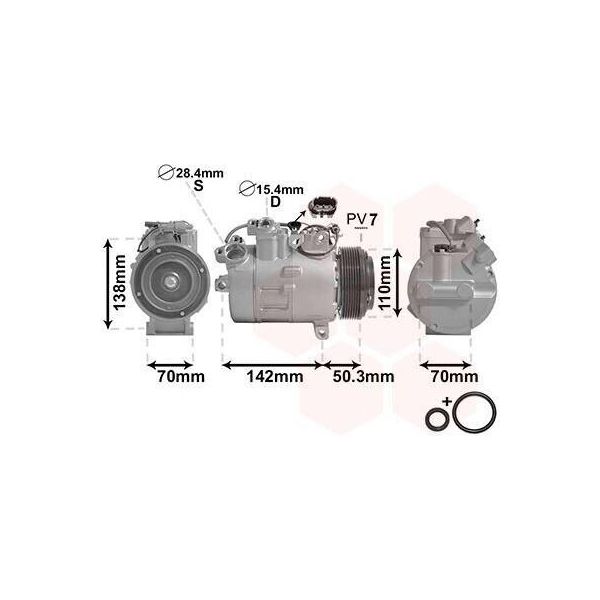 Van Wezel 0600K428 - Compressore Aria Condizionata Oe 64526987890 Per Serie 5 (F10), Serie 5 Gt (F07), Serie 5 (F11), Serie 7 (F01), X5 (E70), X6 (E71)-image
