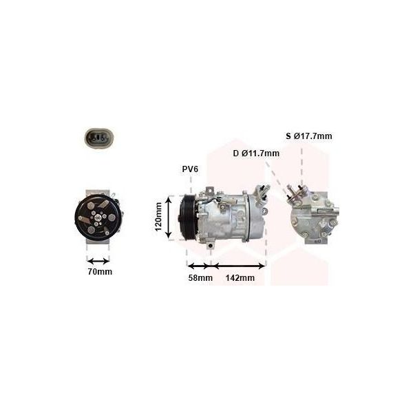 Van Wezel 3700K448 - Compressore Aria Condizionata Oe 51760316 Per Croma, Signum (Z03), Vectra C (Z02)-image