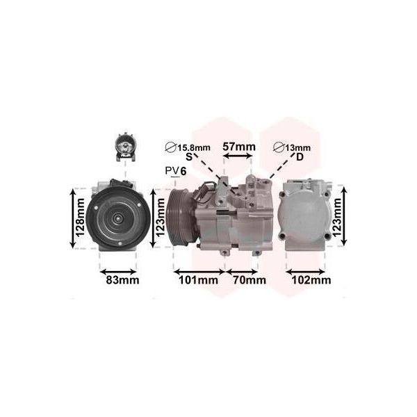 Van Wezel 8200K209 - Compressore Aria Condizionata Oe 97701 2E200 Per Tucson (Jm), Sportage (Je, Km)-image